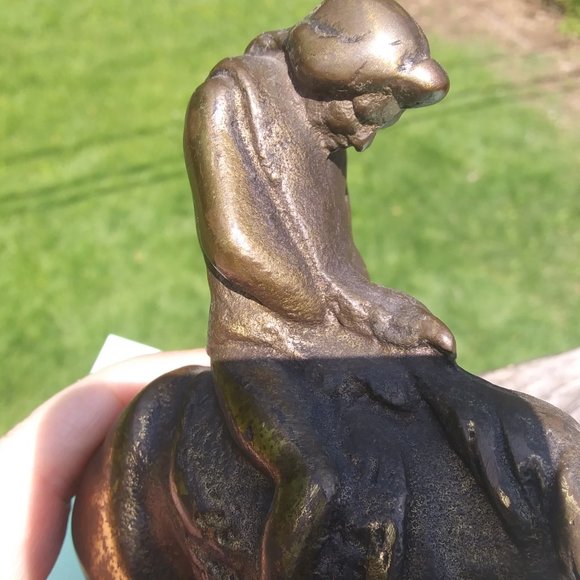 Very solid heavy metal bookend End of Trail horse and rider - Picture 13 of 15